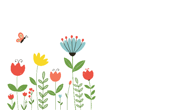 花や草が揺れてハチと蝶が飛んでいる